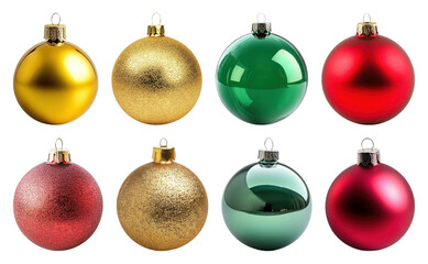 PNG Colorful festive Christmas ornaments, element set on transparent background
