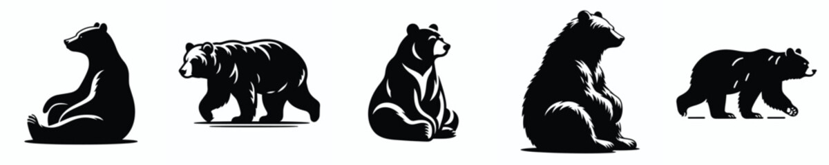 vector black and white silhouette of a bear