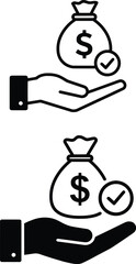 Hand Giving Money Bag Payment Icon Dollar Finance Symbol Vector