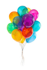 Colorful Bunch of Shiny Party Balloons Isolated on White