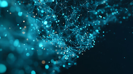 Intricate teal network with glowing nodes, perfect for science, technology, or innovative business concepts, dynamic and vibrant abstract design element