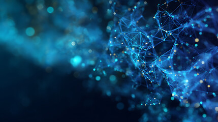 Dynamic abstract network of glowing blue connections conveys innovation, perfect for technology, science, or modern business presentations and design projects