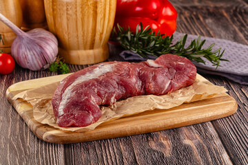 Raw pork meat tenderloin fillet