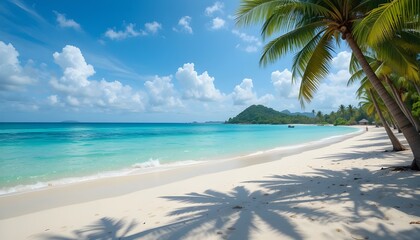 tropical beach with palm trees