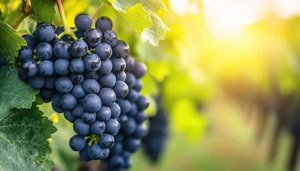Stunning Cluster Of Dark Nebbiolo Grapes And Lush Leaves In Barolo Vineyards, Piemonte, Langhe: Unesco Heritage Site Pre-Harvest In September.