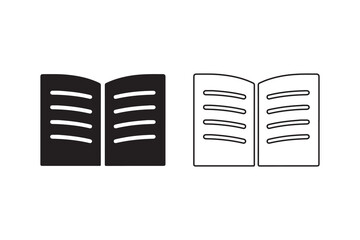 Open book icon in black and white outline styles