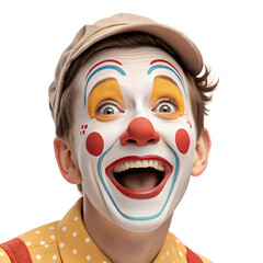 Face with clown makeup emoji style isolated on white background used for fun expressive digital communication