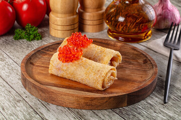 Gourmet Panccakes with red caviar