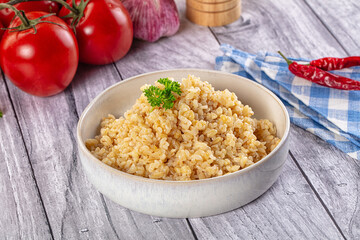 Vegan cuisine - boiled bulgur garnish