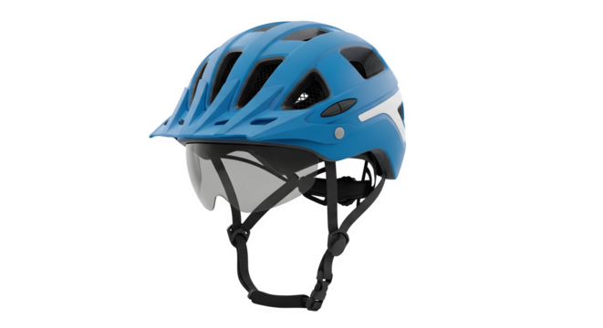 Blue bicycle helmet isolated on transparent background a protective gear designed for cycling, ensuring safety and comfort during outdoor activities