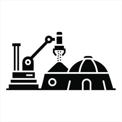 Obraz premium Industrial Automation Robotic Arm and Dome Icon