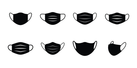 Medical face mask icon set, Protection and safety symbol