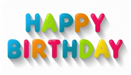 Obraz premium bright pastel happy birthday letters with playful shadows and copy space for banner or party background