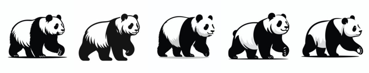 vector black and white silhouette of a panda