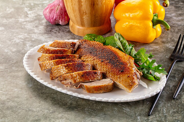 Roasted duck breast with slices