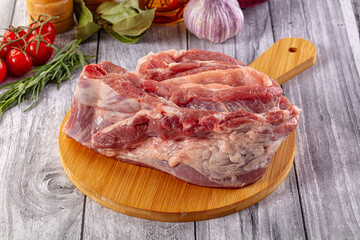 Raw spare pork ribs meat