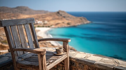 Wooden chair ocean view