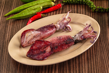 Natural dietary seafood Roasted squid