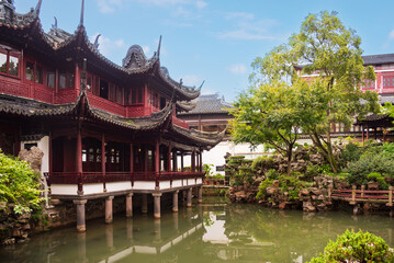 Traditional chinese architecture in Yu garden in Shanghai, China