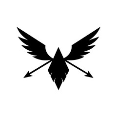 Silhouette arrow with wings minimal clean freedom flight concept vector design illustration with white background