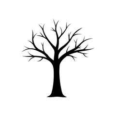 Obraz premium Silhouette bare tree without leaves minimal natural concept clean vector design illustration with white background