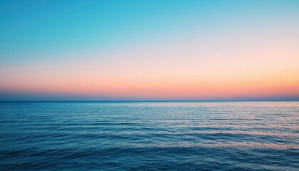 Obraz premium Serene Dusk Scene: Tranquil Sea Under Clear Blue Sky. Sharp Focus On High Quality Image. Peaceful Atmosphere Captured In Photo.