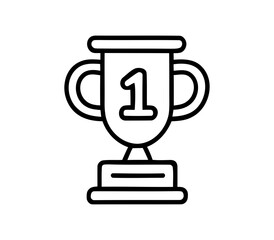 line art icon of a first place trophy. trophy cup icon