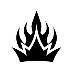 Silhouette crown with flame shape minimal royal symbol clean vector illustration with white background