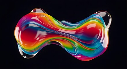 Fototapeta premium Vibrant rainbow fluid blob shape abstract macro shot dynamic swirls of color