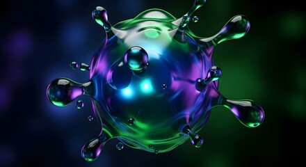 Abstract bioluminescent orb with rippling fluid and vibrant colors capturing cosmic energy