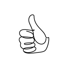 Simple line art thumbs up gesture of approval