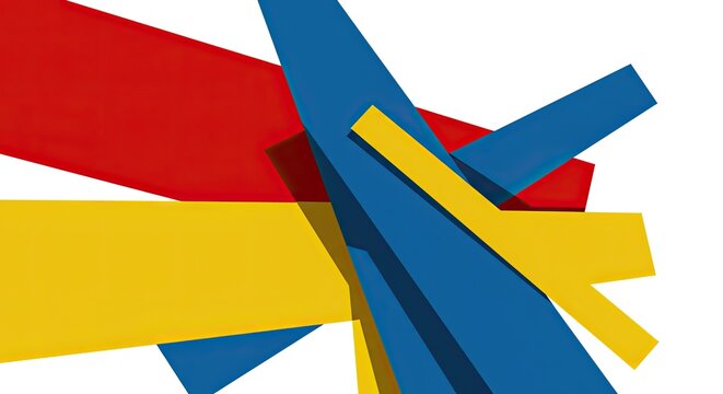 Abstract constructivism pattern overlapping geometric planes primary colors dynamic composition. 