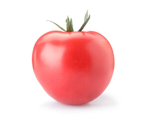 One ripe red tomato isolated on white