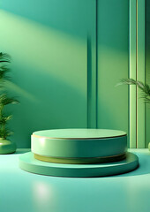 3D green modern interior design display
