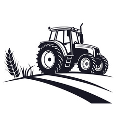 Tractor working in a field with wheat and plowed rows