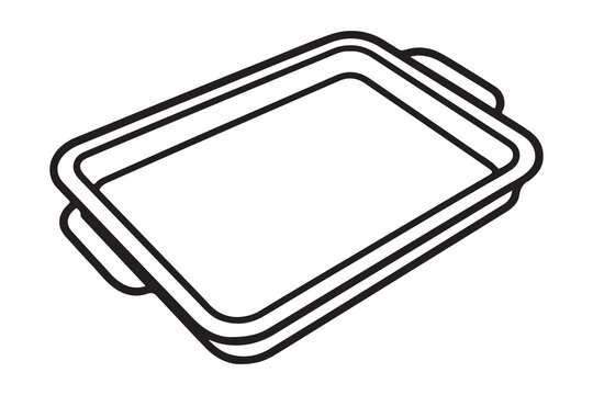 Baking Tray Line Art Vector Illustration With White on white background    
