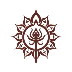 Hindu Shiva Trident Ancient Mandala Silhouette Art