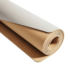 Rolled natural cork material with a white backing layer