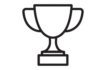 Trophy cup outline icon. Simple vector line art illustration. Award for winner, symbol of victory, success, achievement. First place prize for champion in competition