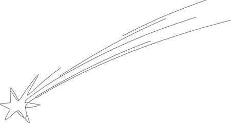 Simple Outline Handdrawn Shooting Star Celestial Event Isolated Clip Art