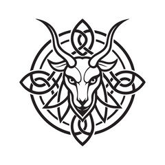 Celtic Horned God Mandala Silhouette Vector