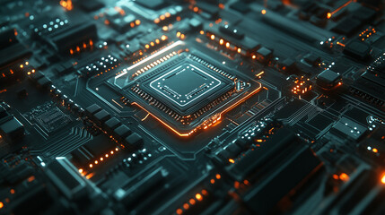 Obraz premium Advanced AI Processor Chip Technology - Futuristic Electronic Circuit Board Design