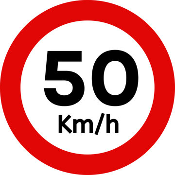 Speed Limit 50 km h Traffic Sign