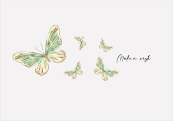 butterfly design and slogan vector art