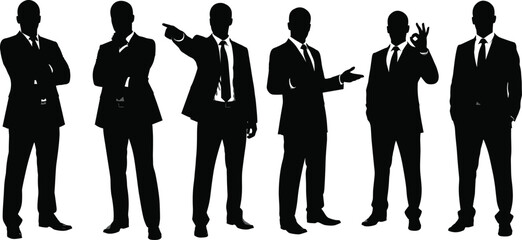 Businessmen in Silhouette Poses.