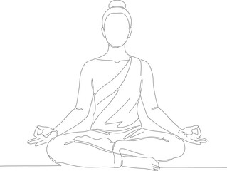 Minimalist Line Art Seated Meditating Buddha Religious Symbol Spiritual Icon