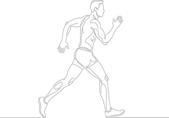 Minimalist Line Drawing Athletic Man Running Exercise Sport Illustration
