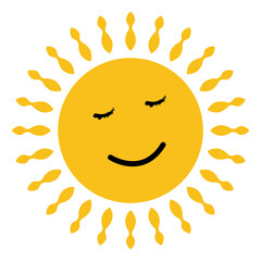 Cute smiling sun sticker design element
