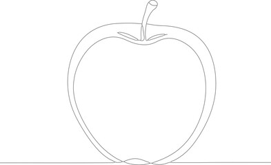 Simple Outline Drawing of Fresh Apple Fruit Food Illustration