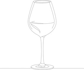 Minimalist Line Art Wineglass Sketch Illustration Drink Alcoholic Beverage